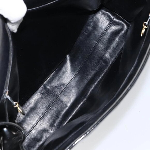 CHANEL Shoulder Bag Enamel Black Gold CC Auth - Picture 9 of 16